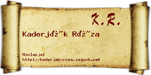Kaderják Róza névjegykártya